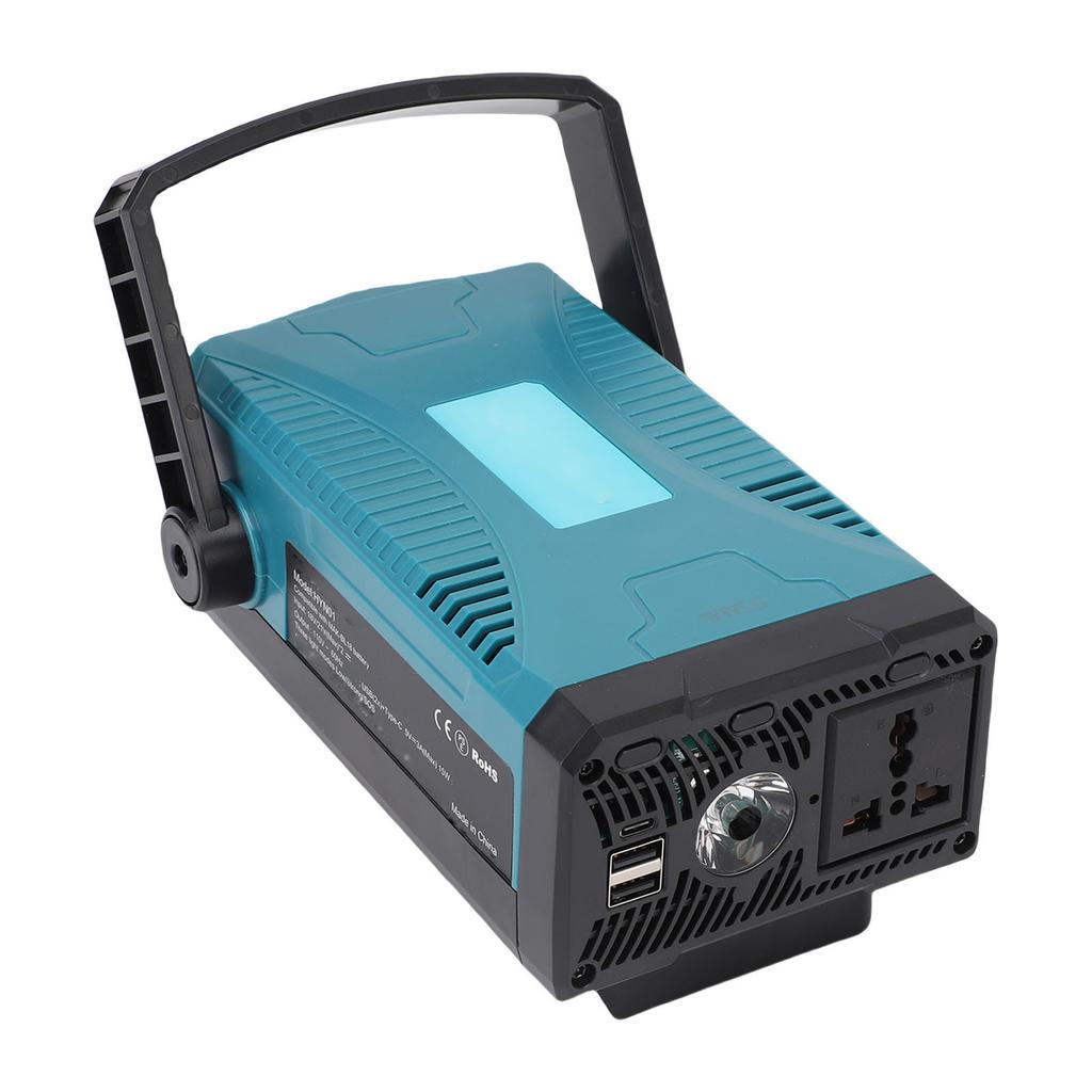150W Power Converter DC18V to AC110V Sine Wave Inverter with 1 Socket 2 USB A Ports and 1 USB C Port Blue US Plug