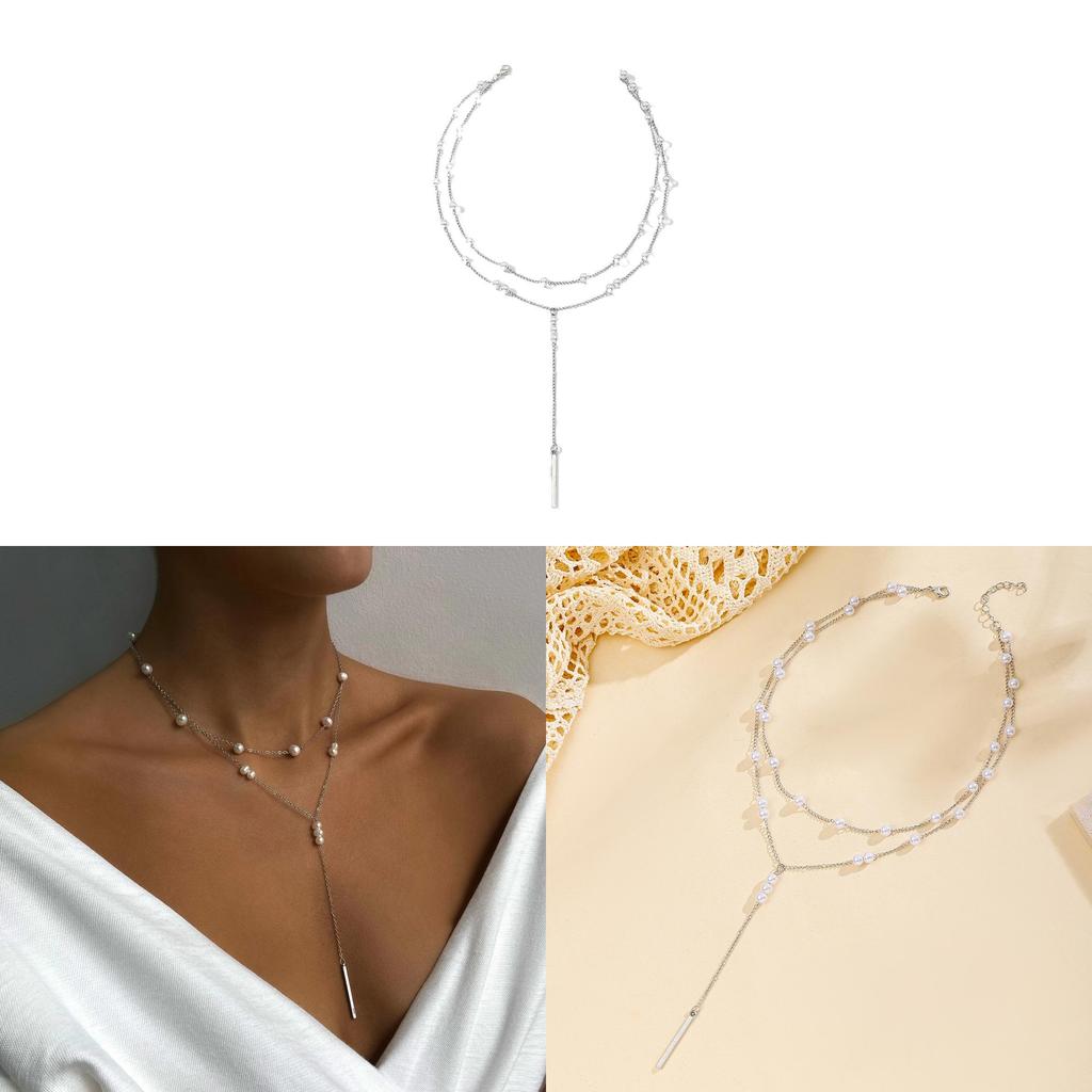 Geometric Pearl Pendant Necklace Elegant Chic Gift For Women