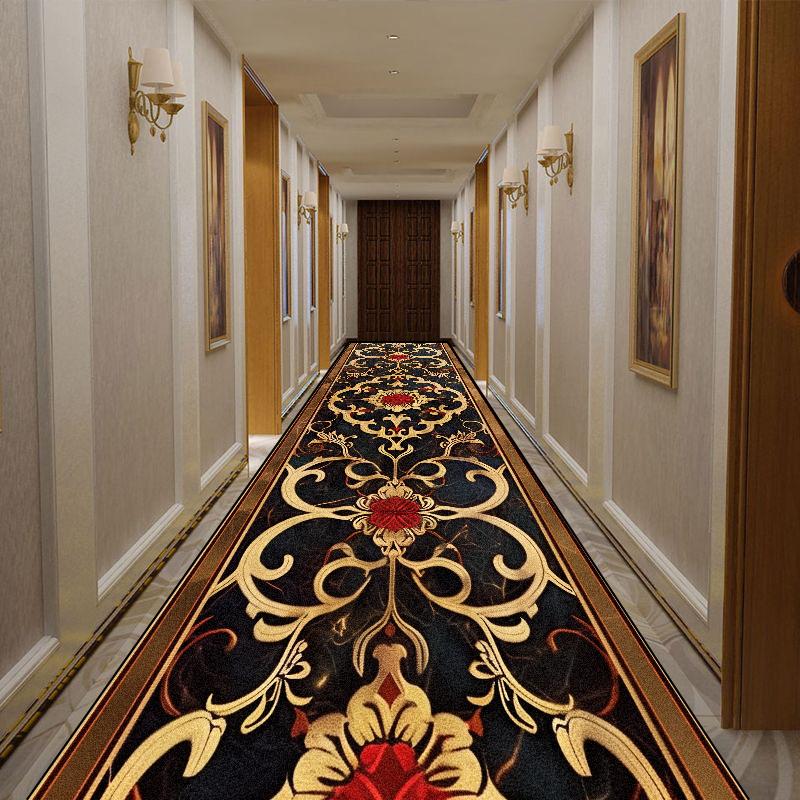 Luxury Golden Aisle Carpet Runner Non-slip Long Corridor Carpets Washable Porch Entry Doormat Home Living Room Hallway Area Rugs