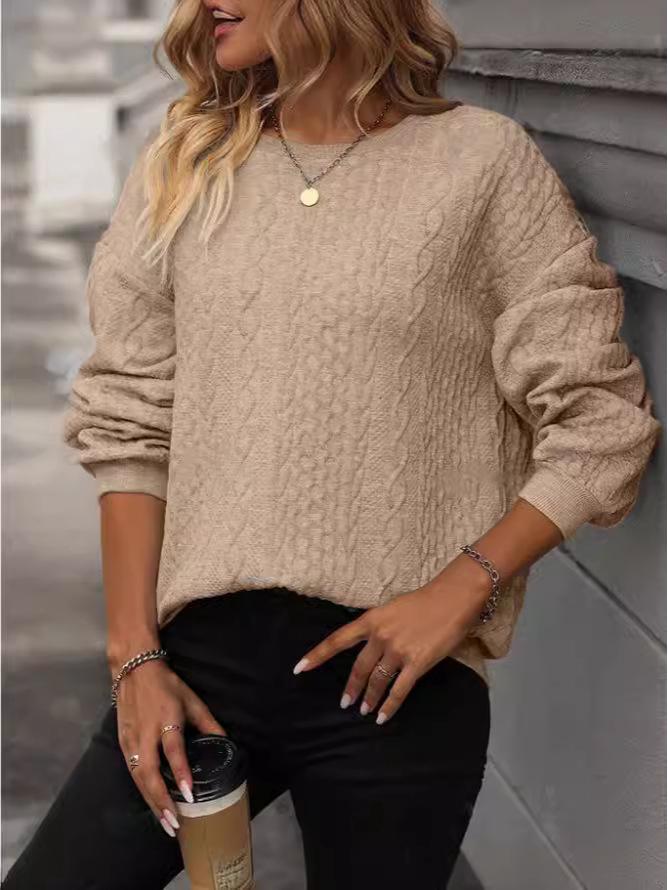 2024 Spring/Autumn Women's Plus Size Jacquard Round Neck Sweatshirt