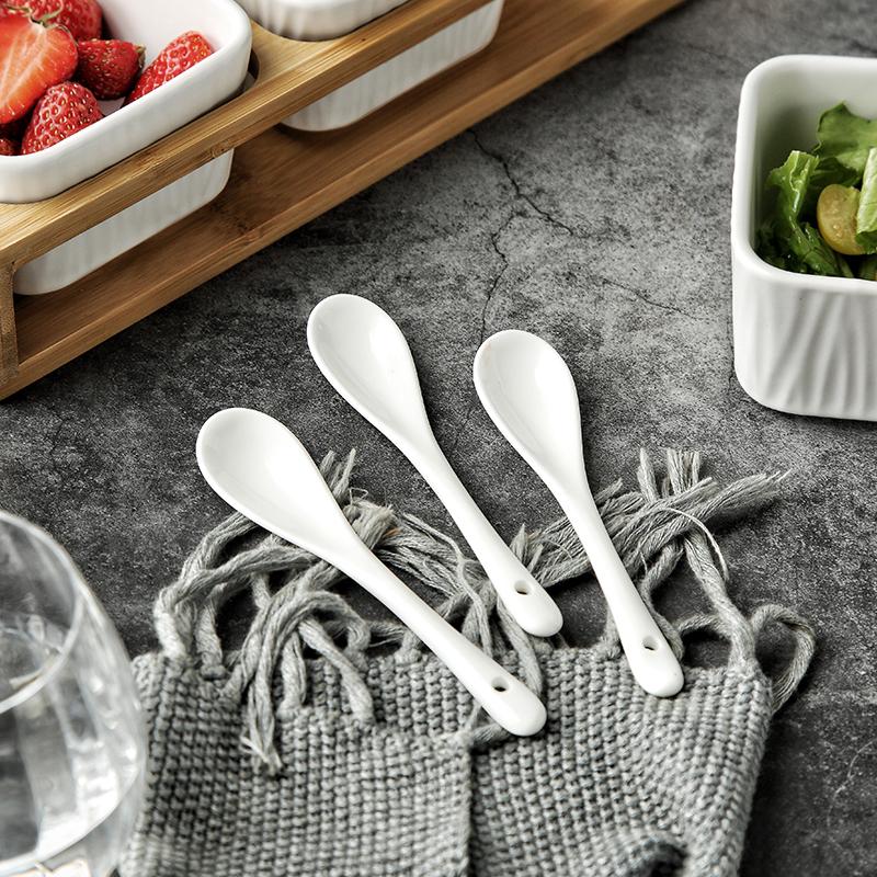 White Ceramic Bowl Bamboo Wood Tray Fruits Condiments Appetizer Tray and Desserts Serving Tray