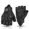 MJMOTO Retro Leder Motorrad Halbfingerhandschuhe Touchscreen Motocross Handschuhe Hartschalen Schutz Motorradhandschuh Atmungsaktiv