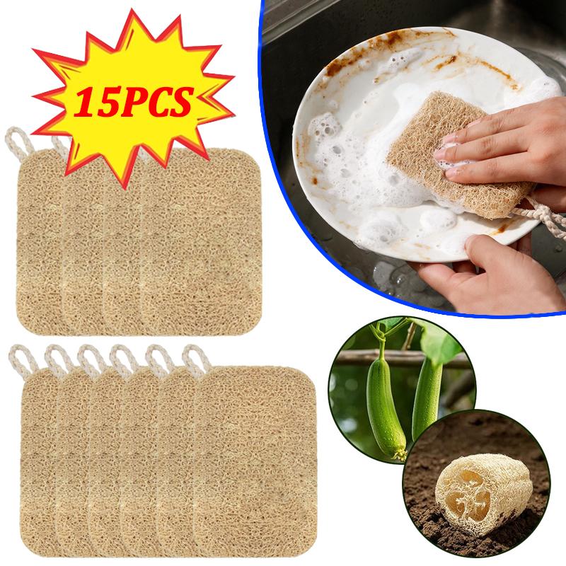 Natural Loofah Sponge Scrubber Reusable Plant Fiber Dish Washing Pad Oil Stain Remover For Kitchen Cleaner With Rope