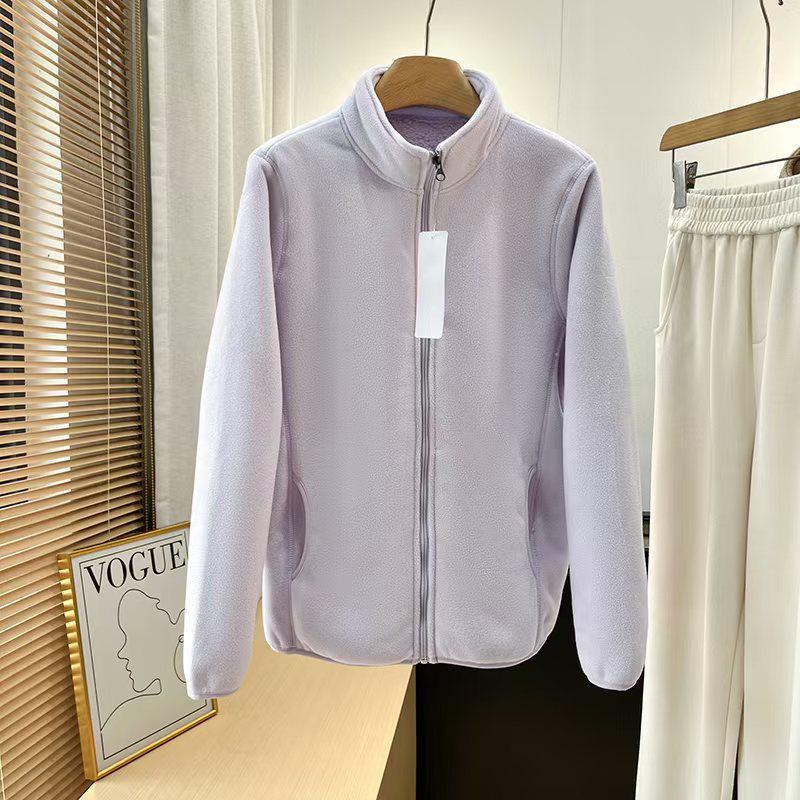 Unisex Retro Fleece Thickened Jacket with Stand Collar and Zipper - Autumn Winter Style