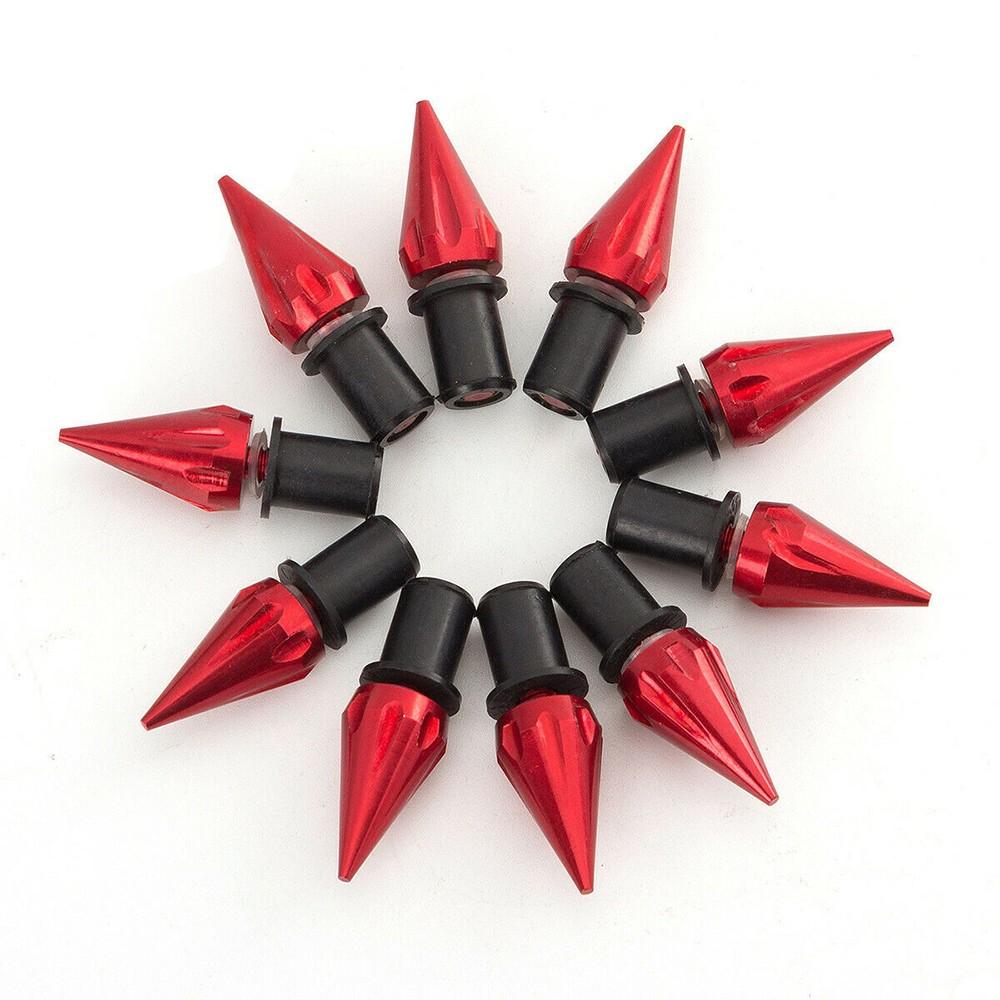 Universal/Red Motorcycle Spike Bolts Windscreen Fairings-License Plate M5 5mm