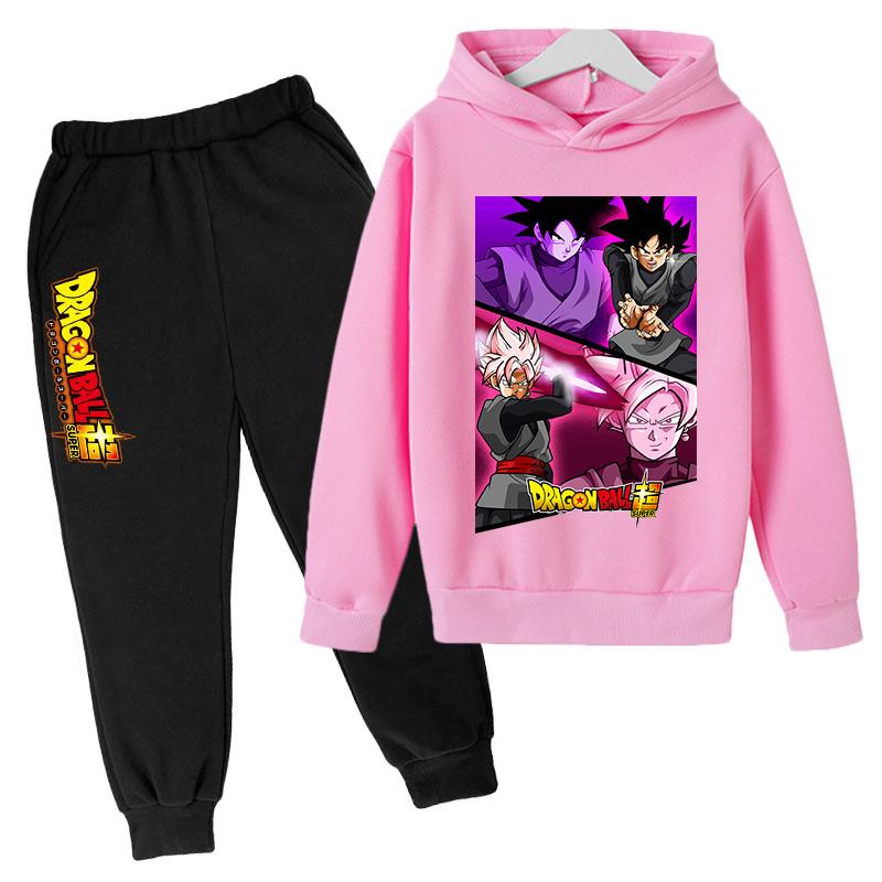 2025 New Anime Dragon Ball Z Hoodie Kids Clothes Boys Baby Girls Clothing Kakarotto Hooded Goku Sweaters Hooded +pants 2pcs