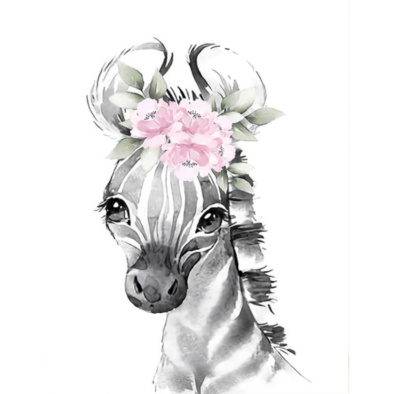 Canvas Painting Cartoon Animals Baby Nursery Pink Flower Lion Tiger Giraffe Poster Print Wall Art for Girls Bedroom Home Decor