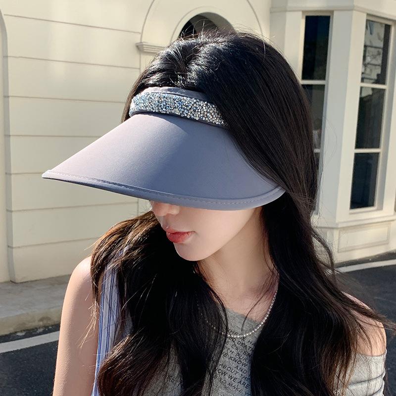 Summer new breathable shell hat anti-ultraviolet sun hat simple and versatile can tie ponytail empty top hat women