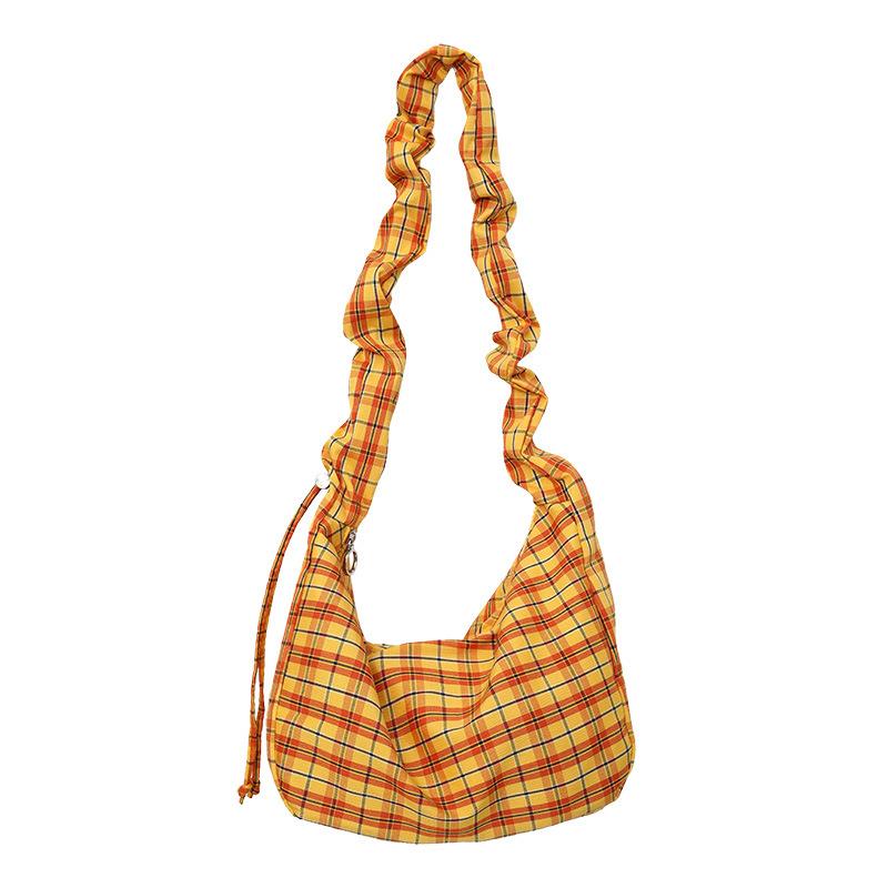 

Summer new large-capacity black and gray plaid lace messenger shoulder bag fashionable and simple canvas bag women 31*13*18