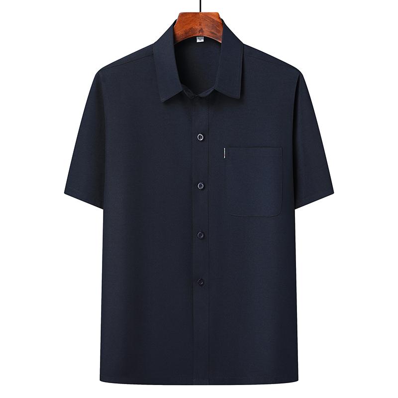 (Top + Pants) Summer Leisure All Match Middle-aged and Old Dad Men Grandpa Loose Lapel Half-sleeve Shirt Set