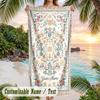 Floral Elegance Rug Theme Quick Dry Beach Towel Custom Name Text Print Large Sand Resistant Towel Beach Vacation