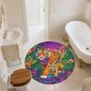 Bamboo Forest Tiger,Round Area Rug,Carpet Rug for Living Room Bedroom Sofa Playroom Decor,Non-slip Floor Mat