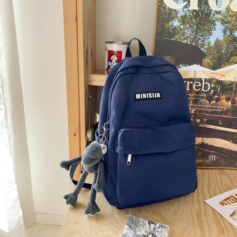 School Bag Female Junior High School High School College Student Solid Color Minimalist Backpack Female New Backpack