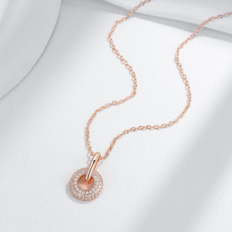 Innovative Design Full Natural Zircon Pendant Necklace Fashion  Rose Gold Color Romantic Gift Daily Fine Women Jewelry