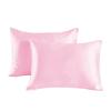 2pcs Soft Smooth Solid Color Double Sided Design Pillowcase With Hidden Zipper