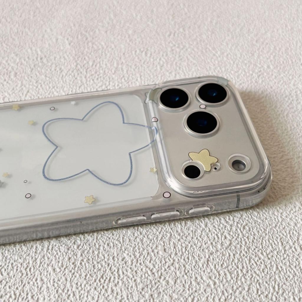 Ins Korean Niche Stars Are Suitable for Apple 16/17Pro Mobile Phone Case IP15 Transparent 14 Space Case 13Pro Soft