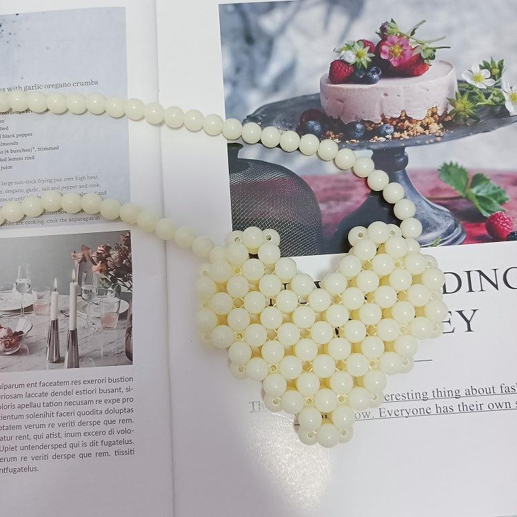 Mini Lipstick Handbags Pearl Women's Bag Crossbody Multicolor Love Shape Work Beads Women Spring and Summer All-match Fashion