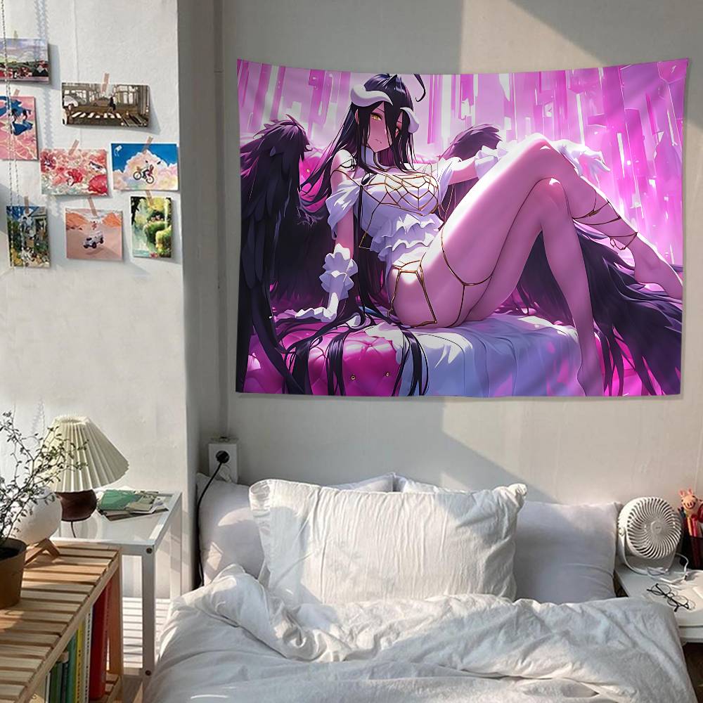 Gamer Albedo Anime Sexy Mädchen Cartoon Wandteppich Kunst Science-Fiction Zimmer Heimdekoration Kunst Heimdekoration