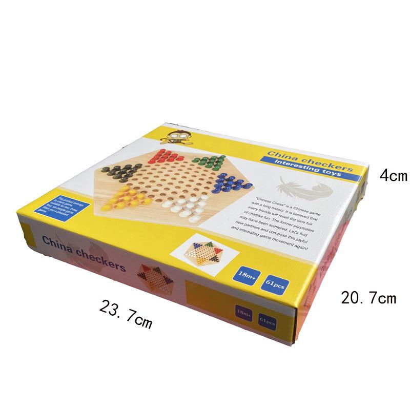 Wooden Hexagonal Checkers Board Game for Children's Educational and Intelligence Development - Parent-Child Toy