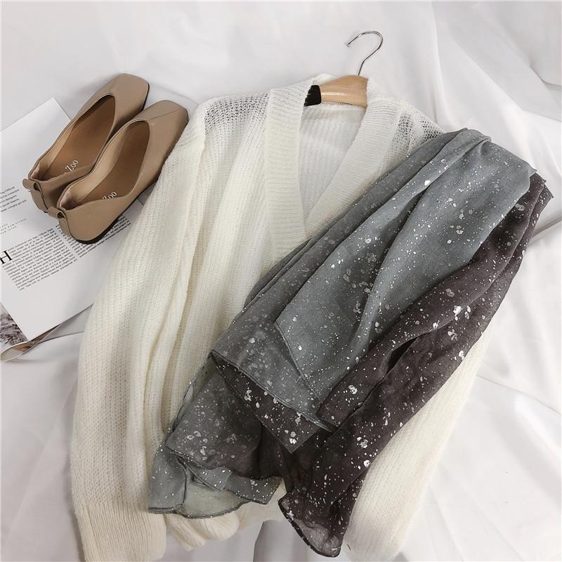 Spain Fashion Ombre Glitter Viscose Shawl Scarf Women Bling Bling Shimmer Pashmina Stole Wrap Snood Muslim Hijab 180*90Cm