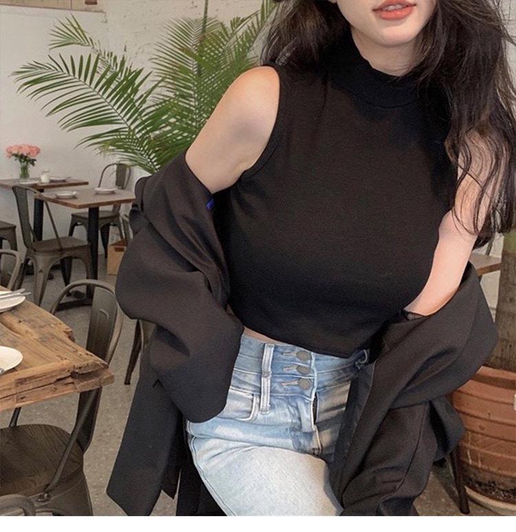 Women's Slim Fit Sanded Sleeveless Vest - Autumn/Winter, Half-High Collar, Inner/Outer Wear