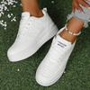 Women's Fashion White Platform Sneakers Thick Sole Lace Up Running Sports Shoes for Women Plus Size Comfort Casual Walking Shoes