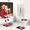 Christmas Toilet Seat Shower Curtain Four-Piece Printed Floor Mat Set Bathroom Floor Mat Bedroom Absorbent Door Mat Carpet