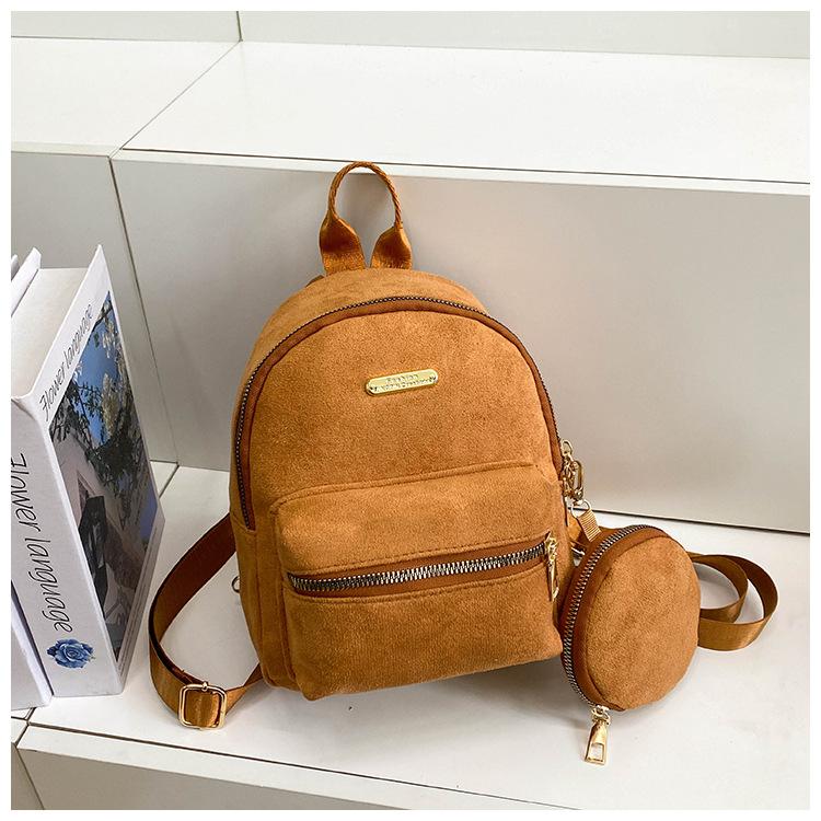 

Новый модный фланелевый рюкзак большой вместимости, однотонный, трендовый, повседневный, студенческий, школьный, женская сумка коричневый