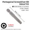 Magnetic Pentagonal Screwdriver Bit Set With Hole 1/4" Hex S2 Steel 50mm Security Torx Drill Bits Ratchet Wrench Hand Tools