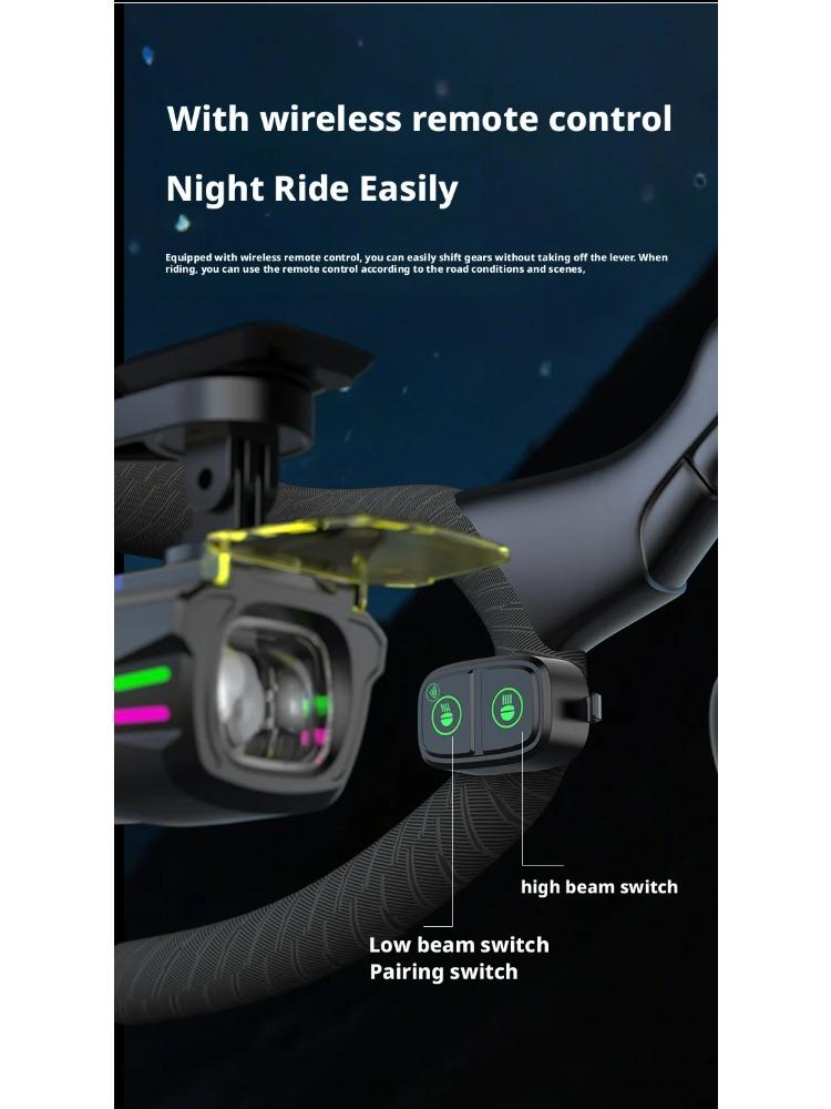 Lumière Avant Vélo de Route Montagne Grands Lumens Lampe de Cyclisme Télécommandée Intelligente Cordon de Suspension Contrôle Intelligent Phare de Vélo