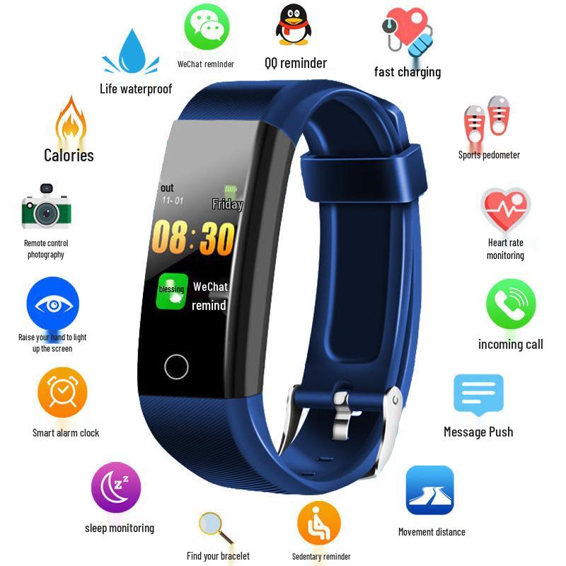 

Умный браслет 115Plus: Цветной фитнес-трекер с монитором сердечного ритма и артериального давления, шагомером, унисекс