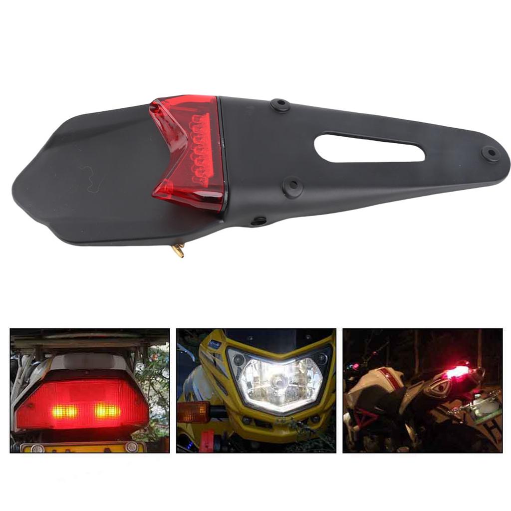 Motorcycle Brake Tail Lights LED Rear Mudguard License Plate Lights For Dirt Bike Off Road