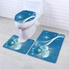 3Pcs Christmas Bathroom Pedestal Rug Lid Toilet Cover Bath Mat Shower Bathroom Non- Pedestal Rug