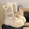 Damen Übergröße Weiche Sohle Winter Warm Fell Eins Schneestiefel Gefüttert Knöchelstiefel Rutschfest Wandern Lässig Sport Baumwollstiefel Martin Stiefel