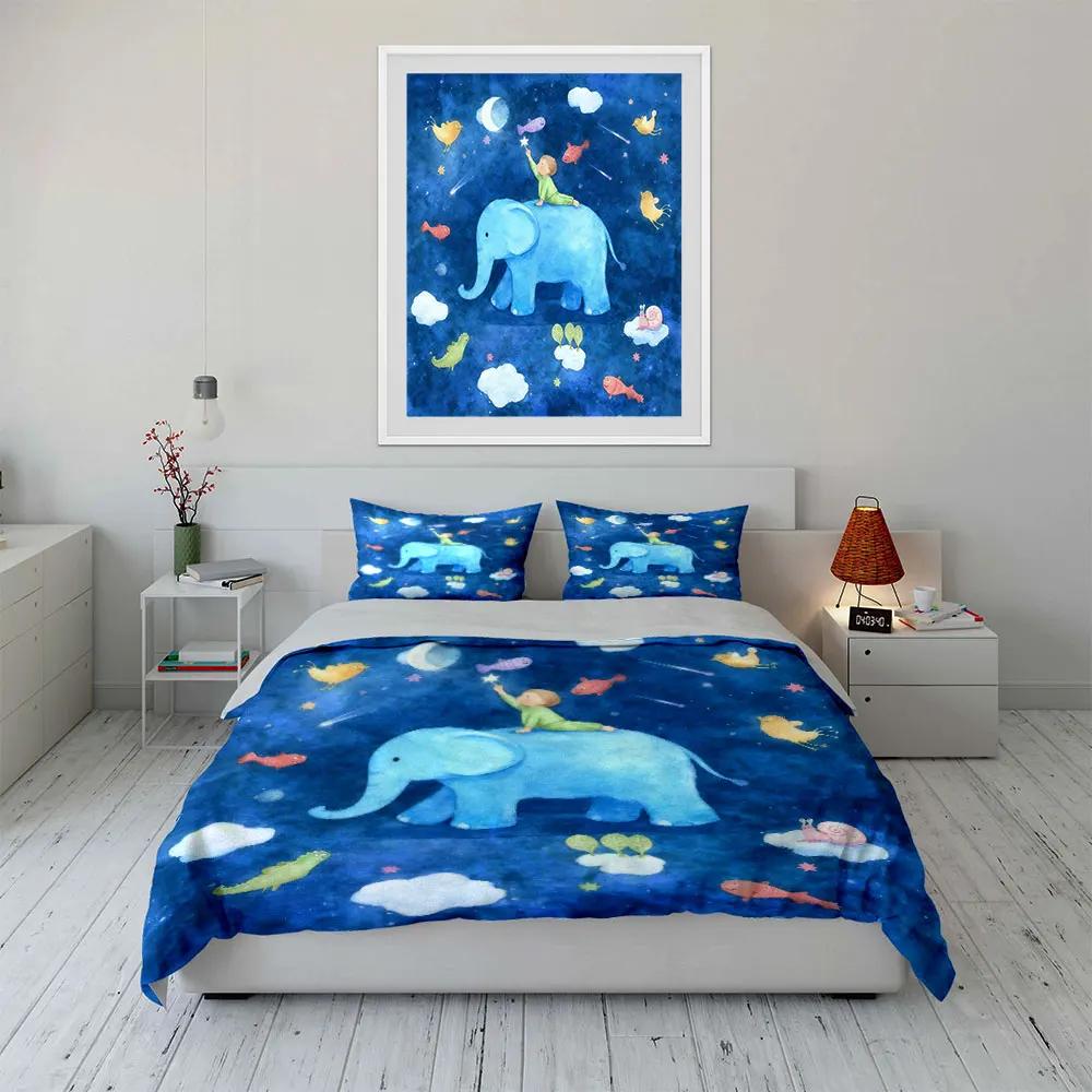 Children's Dreamy Elephant Bedding Set Soft Comfortable Duvet Cover Bedding Set Included 1*Duvet Cover & 2*Pillowcases gift