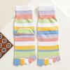 Calzini a strisce arcobaleno a tubo medio per donne e ragazze, casual, traspiranti, a cinque dita separate, per corsa e sport