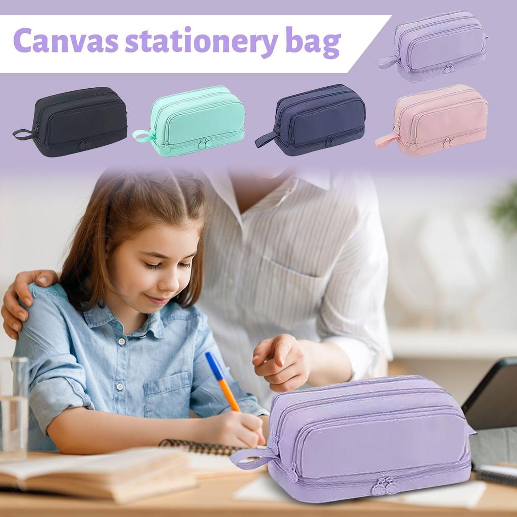 High-value Japanese Style Large-capacity Pencil Case Korean Version Junior High School Student Canvas Stationery Bag Boys And Girls Cute Pencil Case