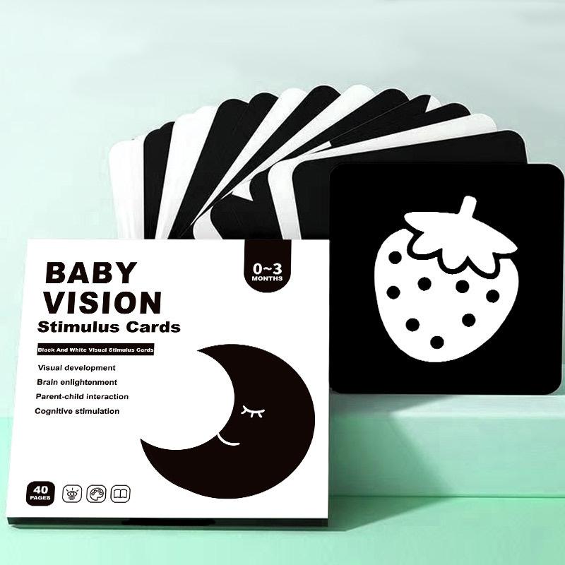 Baby Vision Stimulus Cards, High Contrast Baby Cards, Black White Colorful Baby Flashcards Newborn Toys