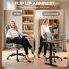 Linen Look Computer Desk Chair Executive Office Chair With Flip Up Armrests And Thick Cushion Grey