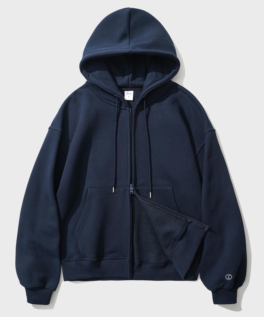 Jemut Rogue Oversized Two-Way Fleece Zip-Up Hoodie (6 Styles) Dark Navy Yhhd2462