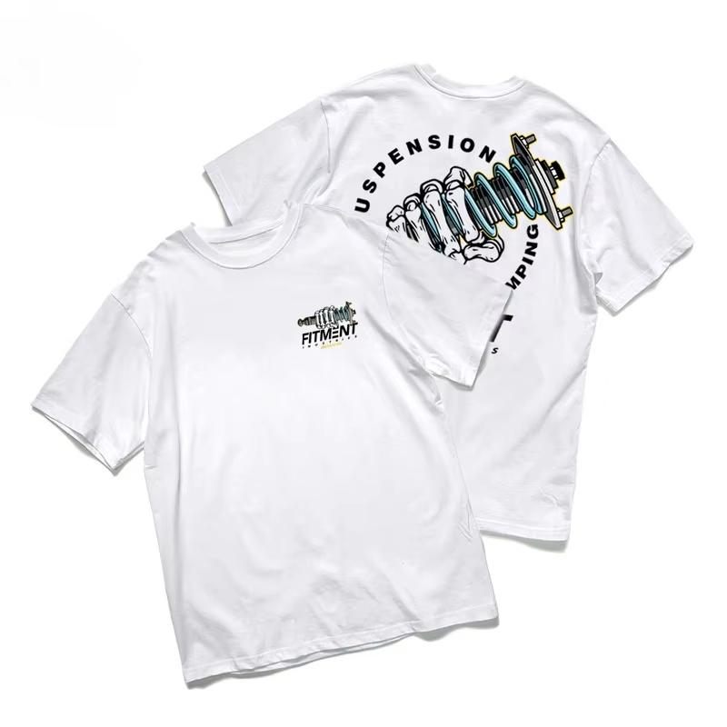 Summer new motorcycle parts printed T-shirt loose and casual short-sleeved cotton sport top for men and women