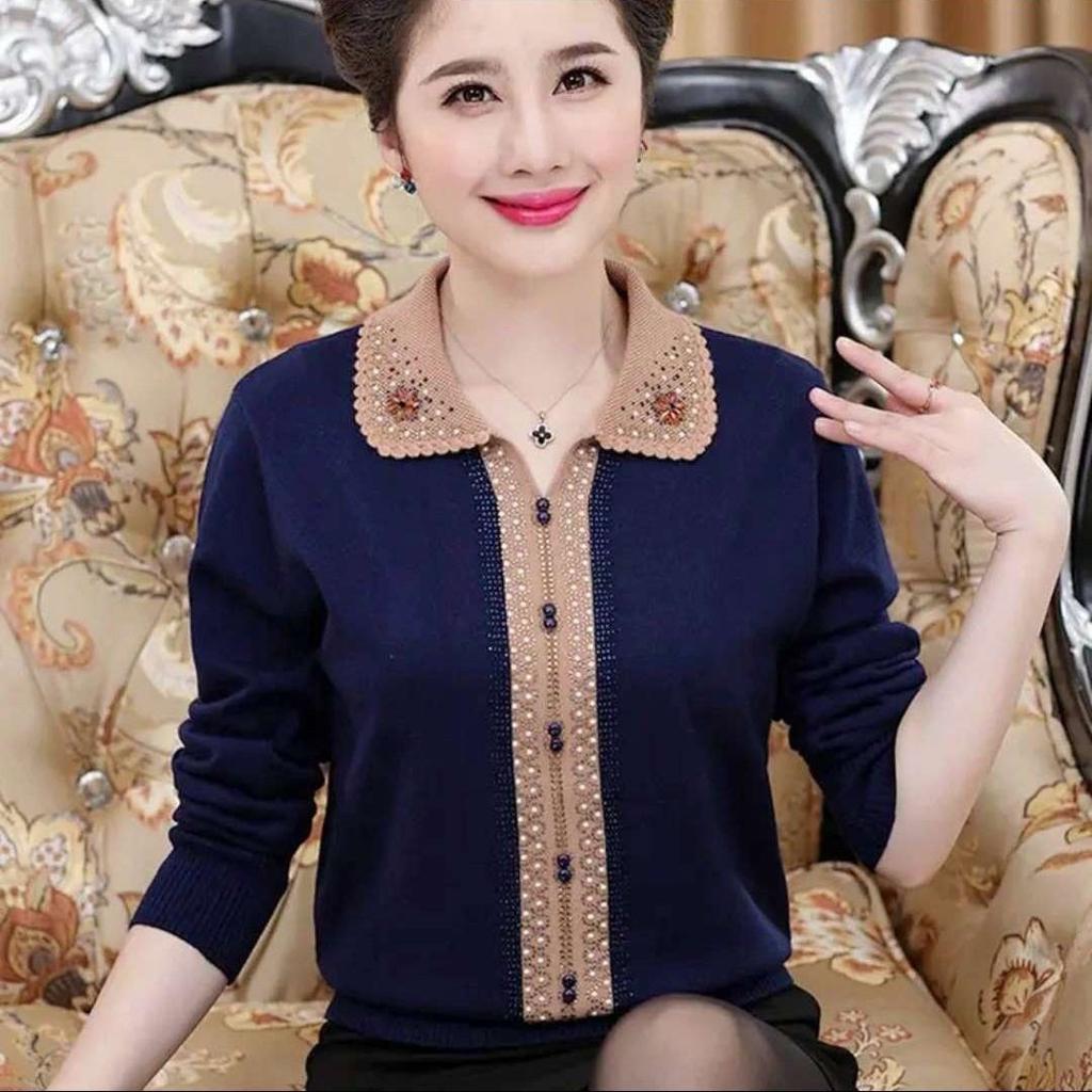 

Весенне-осенний тонкий свитер для женщин среднего возраста, свободный пуловер, одежда оверсайз, зимний свитер L