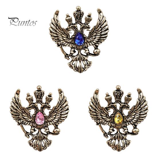 Solid Metal Brooch Eagle Pin, Double-Headed Design Lapel Alloy Anti-Oxidation Strong Buckle Badge for Coats Shirts Bags Accessories Vintage Style
