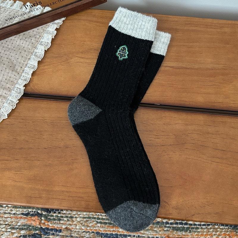 Christmas Wool Socks, Socks, Seasonal Thickened, Warm And Cute, Embroidered Snowflake Sky Stockings