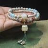 Moon Bodhi Flat Beads & Shoushan Stone Bracelet, Light Luxury Niche Chinese Style Buddhist Prayer Beads for Women
