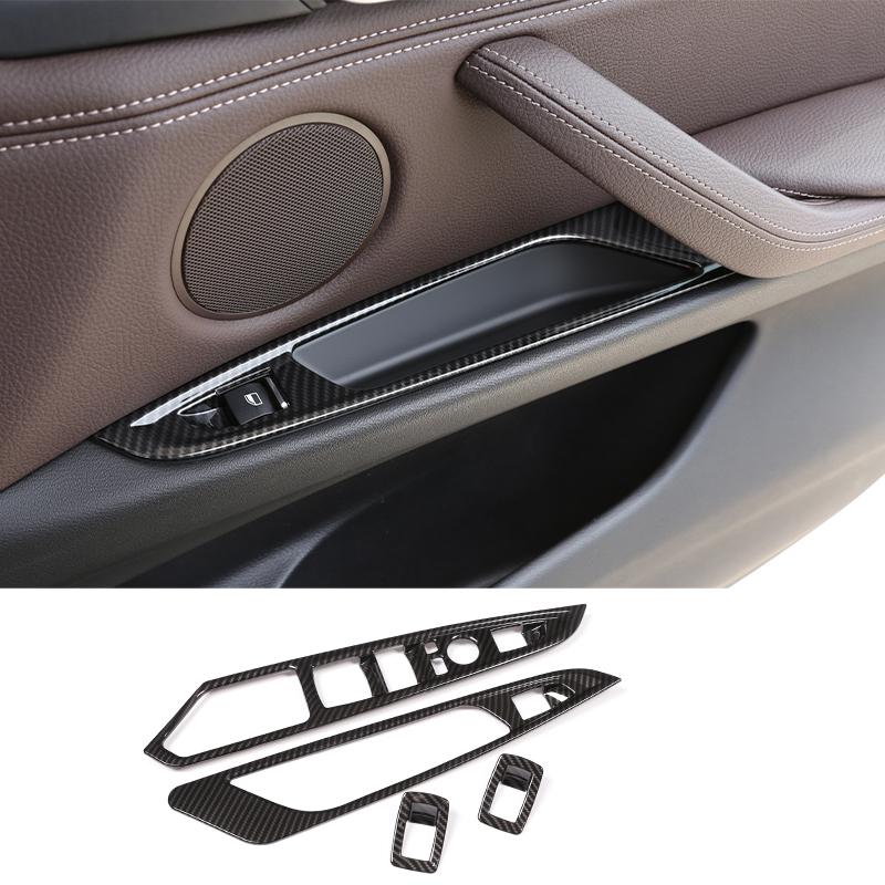 För BMW X5 F15 X6 F16 2014-2018, Ratt, Instrumentpanel, Mittkonsol Växelväljare, Paneldekal, Bilinteriör Kolfiberdekorationsskydd