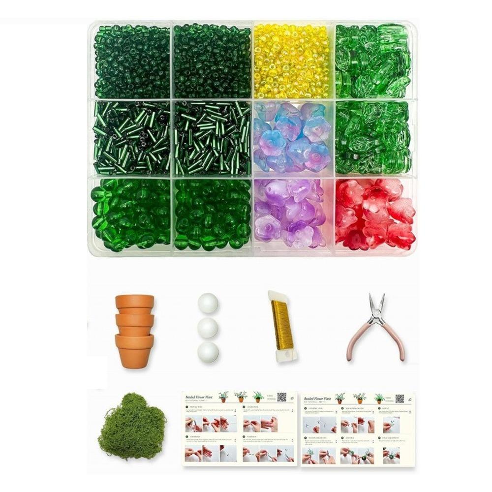 Artificial Moss Beaded Flower Leaf Craft Set Floral Lover Handmade Favor 1 Set