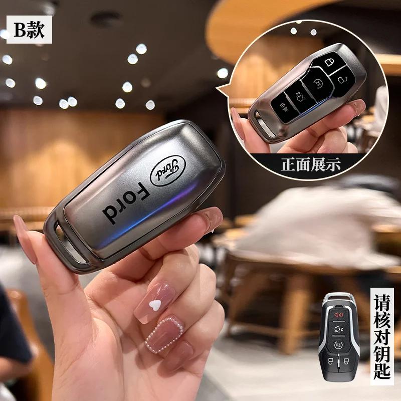 New 2026 Car Sticker For Ford TPU Car Key Case Cover for Ford ST Line Fiesta Focus Fiesta Mondeo Ecosport Kuga Edge Escape Metal
