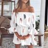 QICED Women's Sexy Fashion One Shoulder Printed Dresses
