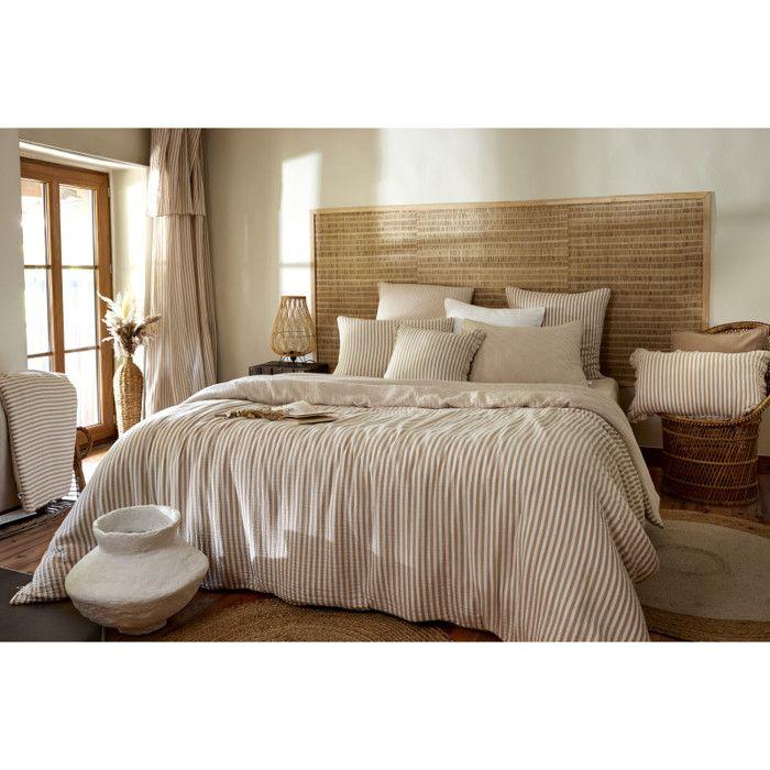 Taie d'oreiller réversible "Romie Ficelle" toutes dimensions Gaze de Coton tissée teinte l'Effet Papillon - Romie Ficelle - Taie d'o